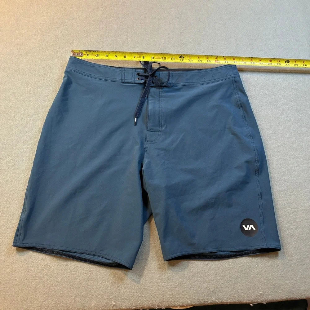 RVCA Board Shorts Mens 36 Blue 4-Way Performance Stretch Swim Trunks ME117VAT
